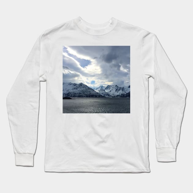 Snowy Mountains Near Øksfjord, Norway Long Sleeve T-Shirt by ztrnorge